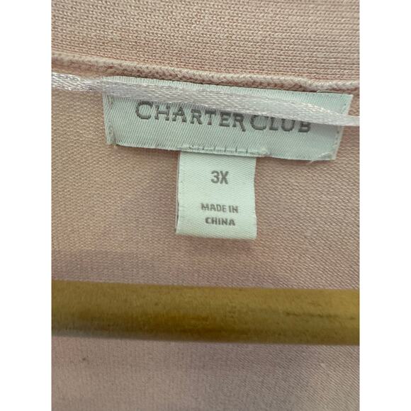 Charter Club 3X Dusty Pink Open Cardigan Sweater Button Sleeve - Picture 3 of 6